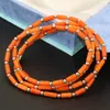 Pulseiras de moda de fios de miçangas de tubo de coral laranja 3 7mm 4rows 2rows 2rows Chain longa pulseira multicamada Jóias magnéticas B2792