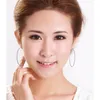 Brincos de argolas jóias exageradas S925 prata esterlina grande círculo coreano de diamante carro orelha para mulheres