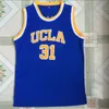 QQ8 NCAA UCLAブルーインカレッジバスケットボールジャージラッセルウェストブルックロンゾボールレジーミラービルウォルトンケビンラブブルーサイズS-XXL