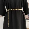 Belts Simple Pearls Beaded Belt Women Gold Color Metal Waist Chain Korean Elegant All Match Female Dress Sweater Decoration Waistband Z0223