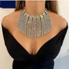 Collier ras du cou en cristal de Zircon scintillant pour femmes, chaîne circulaire ovale, pendentif de luxe, strass, Long pampille, bijoux