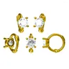 Brincos de argolas 14k Gold Rose Mulheres Moissanite Diamonds 0.5 1 2 3 3 Carat Round Wedding Party noivado Presente Presente