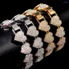 Tornozinhos de luxo Cadeia de link de coração de strass de luxo para mulheres Hip Hop Icepado de cristal na pulseira de tornozelo praia de jóias descalças