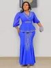 Kläder etniska 2 stycken set Africa kläder dashiki afrikanska kjolar och topp för kvinnor ankara bröllopsklänning kläder plus size lady klänning 230227 n 307