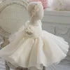 Vestidos de menina Novo vestido de menina de flor para casamento Apliques de renda vestido de bola de renda infantil Princesa bebê meninas batismo vestido de aniversário w0224