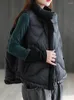 Women's Vests Winter Autumn Women Down Jackets Sleeveless Black Stand Collar Gilet Puffer Parkas Female Loose Warm Waistcoat Duck Vest