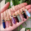 car dvr Pendant Necklaces Reiki Real Natural Stone Necklace Chakra Hexagonal Amethysts Pink Purple Crystal Women Jewelry Drop Delivery Pendan Dhset