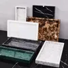 Bath Accessory Set Wholesale Customized Real Natural Marble Tray With Handle Luxury Rectangular Washbasin Vanity Storage Bathroom