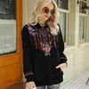 Womens Two Piece Pants Eaeovni Casual Hoodies Boho Mexican Embroidered Sweatshirts Bohemian Long Sleeve Fall with Pockets Pullover Hoodie 230227