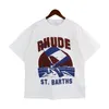 RHUDE MENSTシャツデザイナーカジュアルメンズティーファッションサマークルーネック半袖S-XXL USサイズ