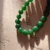 Strand Round Green Hetian Jades Bracelet / Natural Jaspers Gem Stone Jewelry For Woman Gift Wholesale !