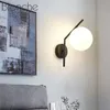 Wandlampen Zwart gouden Noordse glaslamp LED indoor Maan Wandlamp Slaapkamer Aisle Decor Round Modern Bedide Light Lights Sconces