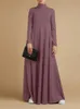 Roupas étnicas S5xl Vintage Solid Muslim Dress WomenturtleCek