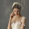 Coiffes Femmes Une Couche De Mariage Blusher Voile Ruban Bowknot Avec Peigne Coiffe Élégant Merveilleux Vérifier Rétro Vintage Lady Ivoire