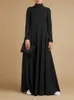 Roupas étnicas S5xl Vintage Solid Muslim Dress WomenturtleCek