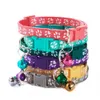 Cat Collars Leads 100Pcs Wholesale Footprint Personalized Pet s With Bell Adjustable Necklace Puppy kitten Drop 230227