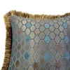 Pillow Deluxe Vintage Steel Blue Traditional Honeycomb Chenille Decorative Home Leaves Cover Style Throw Case 45x45 cm