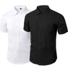 Camisetas de hombre Camisa suelta de manga corta de lino para hombre Solapa Estilo simple Top liso Tela de verano 230227