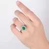 Ringos de cluster 925 Mulheres de prata Dois tons banhados Sterling Green Emerald Turmaline Ring para jóias de presente