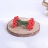 Dekorativa blommor Dubbelhuvuden Små röda bär Simulering Cherry Stamen Diy Wedding Wreath Christmas Ornament Decor