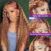 Synthetic Wigs 30 Inch Highlight Honey Brown Curly Lace Front Human Hair Wigs 13x6 13x4 Remy Ombre Colored Deep Wave Lace Frontal Wig For Women 230225