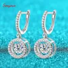 Ear Cuff Smyoue White Gold Plated 0.51CT Drop Earring for Women Sparkling Beating Heart Earring S925 Sterling Silver Jewelry 230225