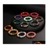 Auto DVR Bandringen 4 mm stenen kralen Elastische ring genezing kristal kwarts chakra roze rode groene wijsvinger voor vrouwelijke mannen drop levering sieraden dhkpz