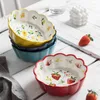 Ensembles de vaisselle vaisselle japonaise bol à salade de fruits en céramique mignon Ins filet créatif rouge fraise personnalité riz maison