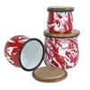 Tasses soucoupes rouge rétro émaillé tasse pour café tasse de thé lait cadeaux de noël femmes en plein air voyage eau