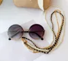 Schwarze runde Sonnenbrille für Damen, 4245, goldfarbener Rahmen, Designer-Sonnenbrille mit occhiali da sole, Sunnies UV400-Brille ohne Kette