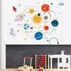Wall Stickers Cartoon Solar System Planets Sticker Child Kids Room Home Decoration Mural Removable paper Bedroom Nursery 230227