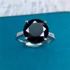 Cluster-Ringe Inbeaut 925 Silber 5 ct rund ausgezeichneter Schliff Pass Diamanttest funkelnder schwarzer Moissanit-Ring für Frauen Vintage edler Schmuck