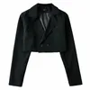 Женские костюмы Blazers повседневное короткое пиджак -костюм Женщины простые твердые цвета двойной грудь Y2K Girl милая модная куртка офис