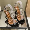 Sandales à talons hauts pour femmes européennes et américaines sandales en satin décorées de chaînes 230225