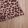 Kledingsets Girl's Summer Two -Piece Set Fashion Solid Color Sleeve Crop Tops en Leopard Bandage Shorts 2023