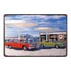 Posto de gasolina pintura de arte de óleo sinal sinal carr carro de metal ché de metal de parede barra de garagem artesanato em casa decoração personalizada sinais de lata de metal tamanho 30x20cm w02