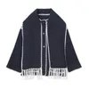 Women's Wool Blends SuperAen Autumn and Winter Doublesided Tassel Scarf Loose Casual Embroidered Jacket Coat for Women 230227