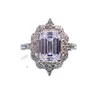 Klusterringar solida 925 Sterling Silver Emerald Cut 6 9mm High Carbon Diamonds Gemstone Ring For Women Wedding Engagement Smycken