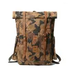 Sac à dos pour hommes de grande capacité extérieure pour hommes sac en cuir en cuir en cuir cire de camouflage imperméable bagages de camping