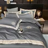 Juegos de ropa de cama Juego de cama de algodón egipcio de primera calidad, color gris oscuro, tamaño Twin Queen King con cremallera, resistente a la decoloración, funda nórdica, funda de almohada 230227