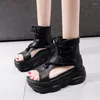 Sandalen Sommer Damen High-Heeled Dicke Sohlen Mode Römische Schuhe 2023 Plattform High-Top Fischmaul