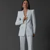 2023 Elegante moeder van de bruid Pakken Slim Fit White Wedding Party Jurken Prom Party Blazer Women Formele broek Jacket Outfit One Button Modern Groom Mom Formele slijtage