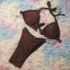 Femmes réservoirs Bikini lettre sous-vêtements en dentelle florale V profond Push Up soutien-gorge et Pantis natation et pataugeoire