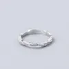 Cluster Rings MloveAcc äkta 925 Sterling Silver Twist Ribbon Wrap Wave Sparkling CZ Finger Ring Women Wedding Engagement Smycken