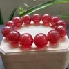 Strand äkta naturligt Red Strawberry Quartz Crystal Round Beads Women Armband 18mm