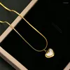 Kedjor Enshir L316 Rostfritt stål Shell Heart Pendant Necklacs For Women Trendy Classic Fashion Gold Color ClaVicle Chain Collier