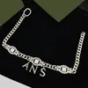 Colliers à breloques avec lettres spécifiques pour femmes, pendentif à motif de diamant, collier ovale creux pour femmes