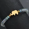 Strang Nette Edelstahl Kleine Elefanten Elastische Seil Armbänder Candy Farbe Kristall Perlen Kette Armband Für Frauen Kind Schmuck Geschenk