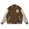 Erkek ceketler hip hop rahat beyzbol ceket erkekler Amerikan mektup havlu işlemeli ceket ince fit çift beyzbol üniforma bombacı ceketleri üst 230227