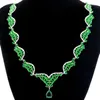 Catene 38x35mm Deluxe Creato 27g Verde Smeraldo Tanzanite CZ Matrimonio Regalo per Donna Collana in Argento 18-20 pollici